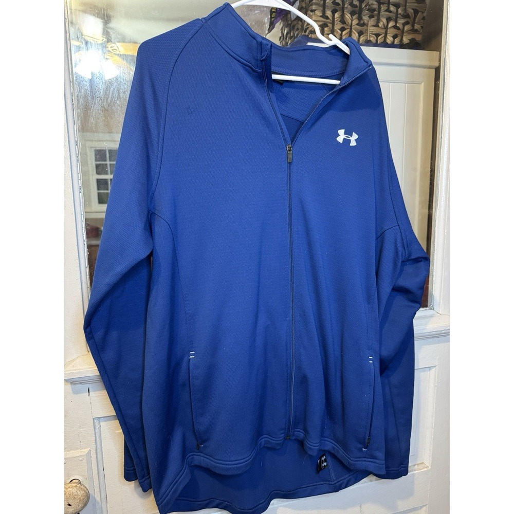 Under Armour Polyester Light Weight Full Zip Jacket Blue XL